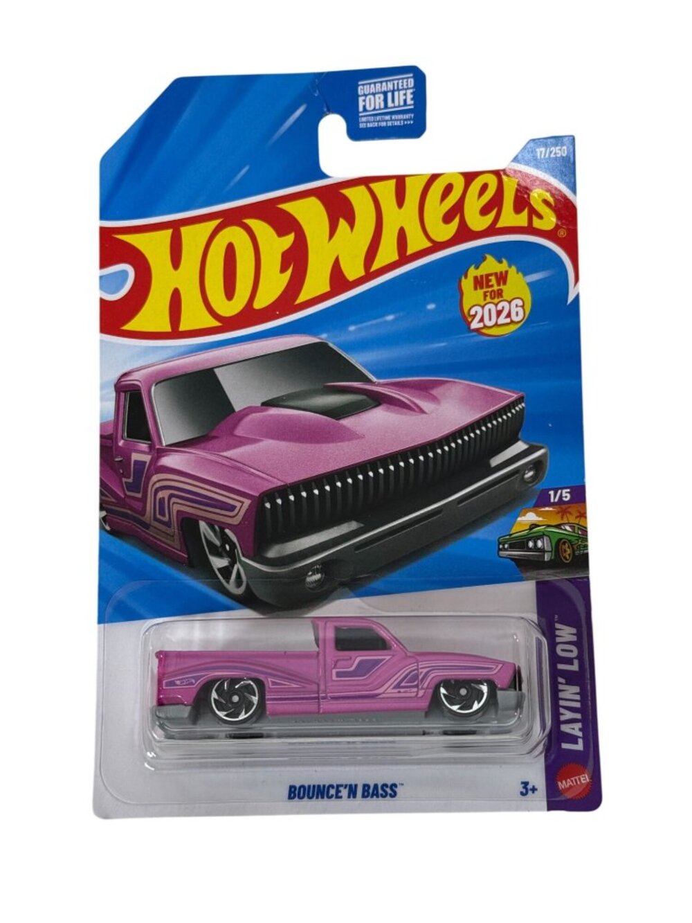 Hot Wheels Bounce'N Bass Pink Layin Low Truck 2026